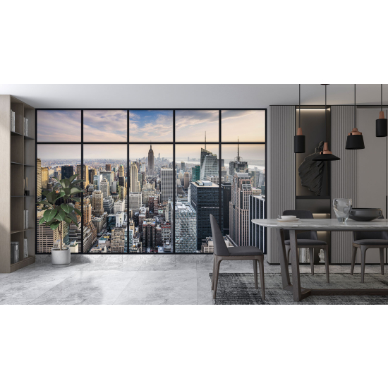 Optical Illusion Panoramic Window Wall Mural / Wallpaper - New York