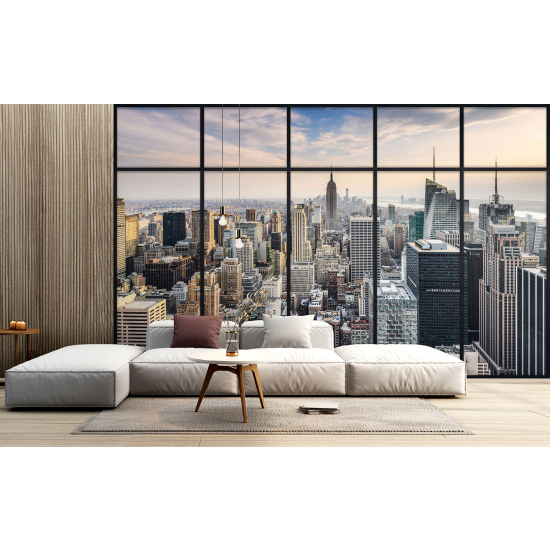 Optical Illusion Panoramic Window Wall Mural / Wallpaper - New York