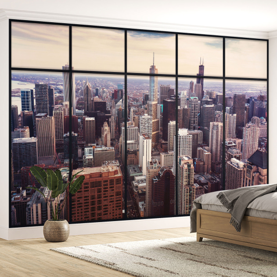 Optical Illusion Panoramic Window Wall Mural / Wallpaper - New York