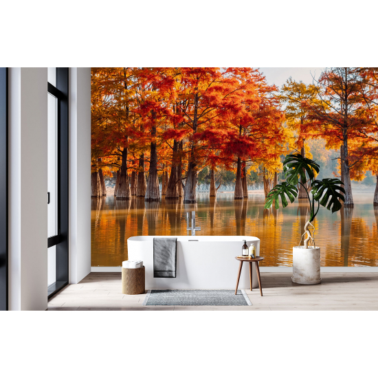 Panoramic Wallpaper - Wall Mural - Autumn Lake