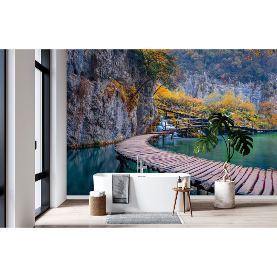 Panoramic Wallpaper - Wall Mural - Autumn Pontoon