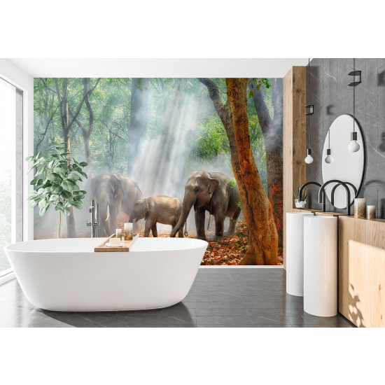 Panoramic Wallpaper - Wall Mural - Elephants