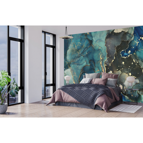 Panoramic Wallpaper - Wall Mural - Marbled effect