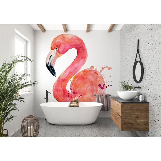 Panoramic Wallpaper - Wall Mural - Pink flamingo