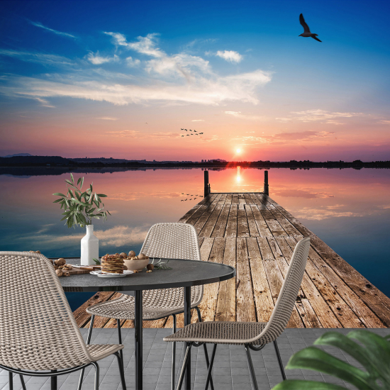 Panoramic Wallpaper - Wall Mural - Sunset Pontoon