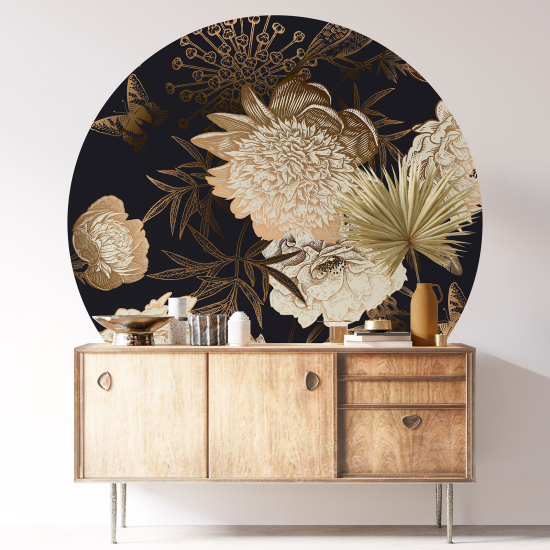 Round / Circle Wall Sticker - Floral pattern