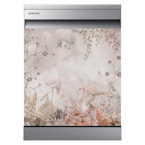 Dishwasher Sticker - Pink flamingos
