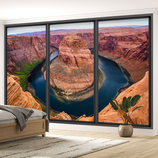 Optical Illusion Panoramic Bay Window Wall Mural / Wallpaper - Grand Canyon