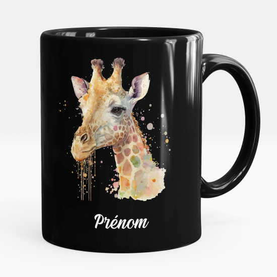Personalized Mug - Full Black - Giraffe